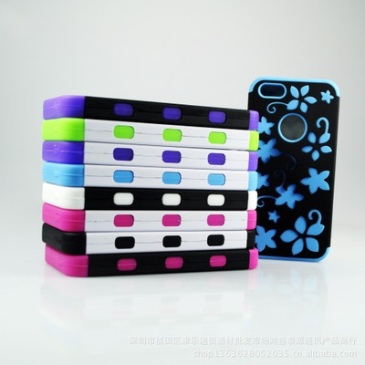 iPhone5硅膠彩繪糖果色夏威夷花圖保護套 防滑防摔，繽紛一夏